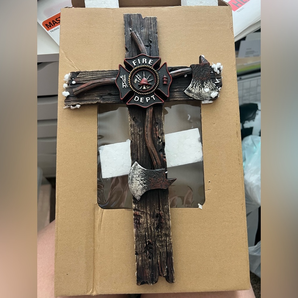 Firefighter Wall Cross Decor
